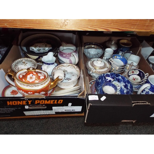 414 - Two boxes of assorted vintage china for restoration to include Royal Worcester, Wedgwood, Coalport e... 