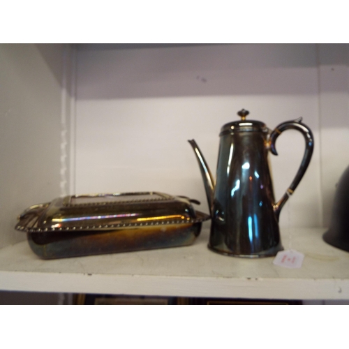 456 - A silver-plated vegetable tureen and coffee pot