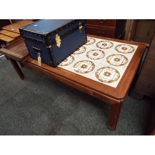 605 - A mid-century G Plan teak tiled top table