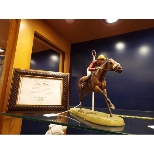 3 - A Danbury Mint figure of Red Rum at the finish post with certificate