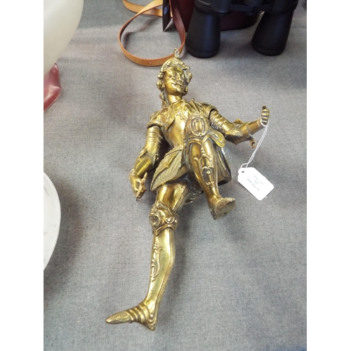 343 - A good quality ornate gilt brass Cavalier with movable arms (possibly clock garniture) 13