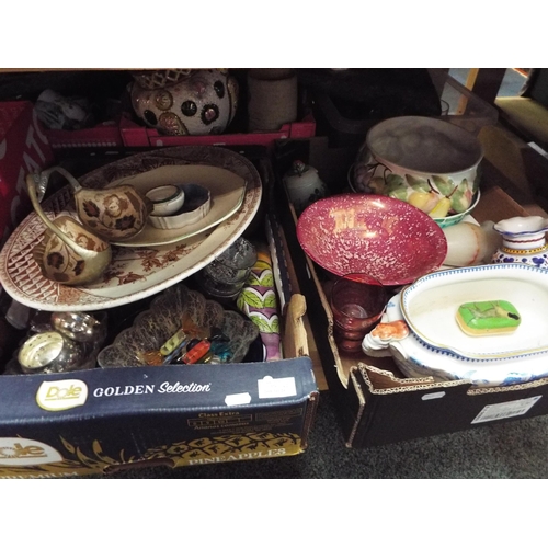 376 - Two boxes of assorted china and glass-ware to include vases, bowls, candlesticks etc