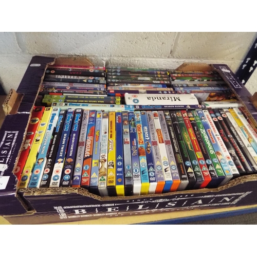 390 - A box of assorted DVD's to include 'Toy Story', 'Miranda', 'Star Wars Clone Wars', etc