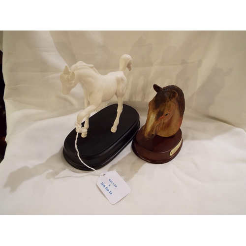 6 - A Royal Doulton 'Springtime' foal on stand and a horse head figure