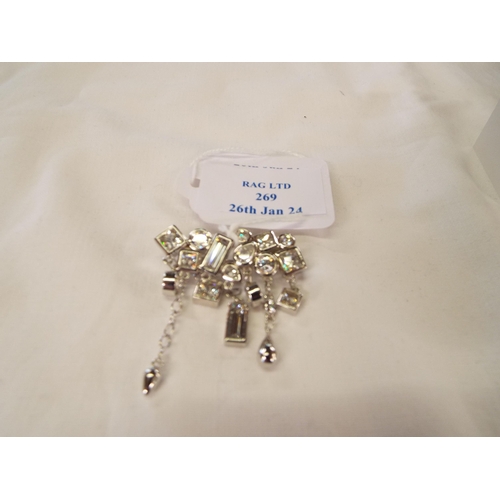 269 - A 925 silver brooch inset with cubic zirconia