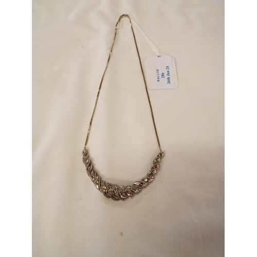 286 - A 925 silver gilt diamond encrusted necklace