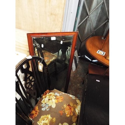 507 - A mahogany framed bevel glass mirror