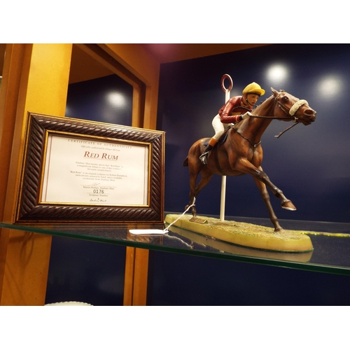 3 - A Danbury Mint figure of Red Rum at the finish post with certificate