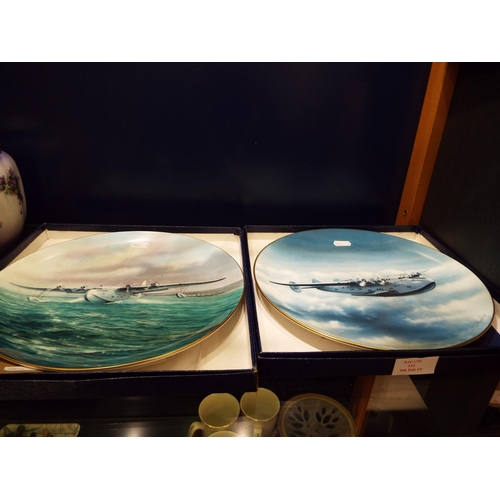 111 - Two boxed Coalport plates to commemorate the 50th anniversary of regular commercial transatlantic fl... 