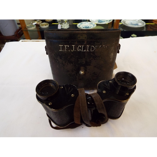 152 - A set of WWI Kershaw & Son Ltd of Leeds Military No 3 MKII military binoculars housed in leather cas... 