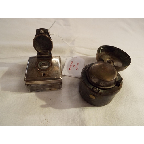 163 - Two vintage travel inkwells