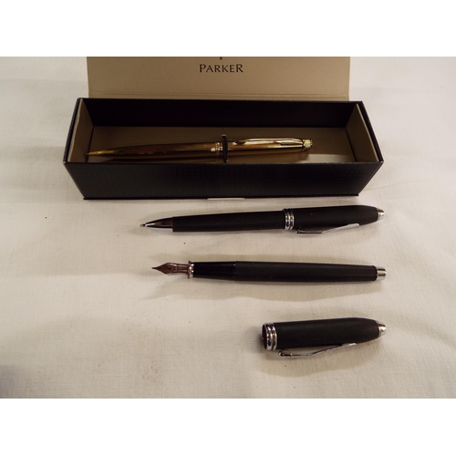 176 - A Parker fountain pen and biro together with a gold tone propelling pencil