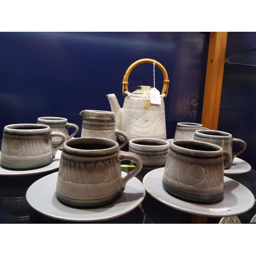 61 - A Celtic Pottery 'Newlyn Cornwall' tea-set in two tone colourway