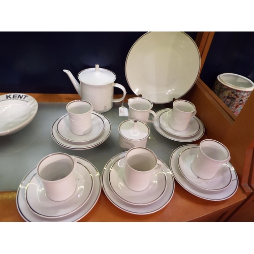 67 - A Rosenthal white glazed tea-set with silver banding