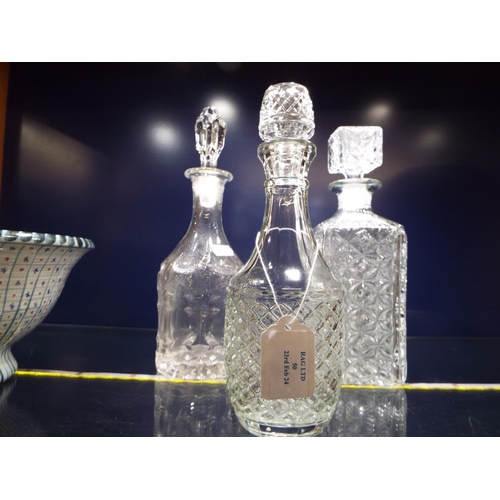 50 - Three crystal glass decanters