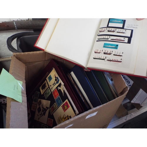 101 - A box containing eight stamp albums and some loose pages of stamps