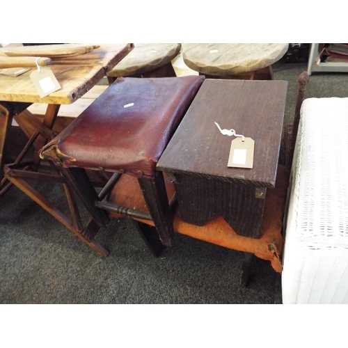 527 - Three vintage oak milking stools