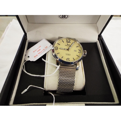 188 - A TW Steel Maverick MB6 gents stainless steel automatic wristwatch the dial having date aperture box... 