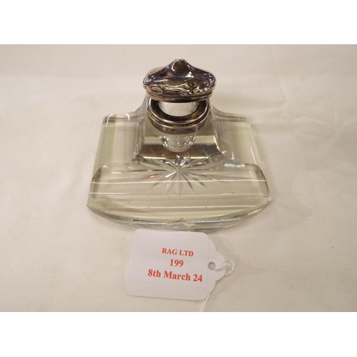 199 - A Birmingham 1926 silver and cut glass inkwell