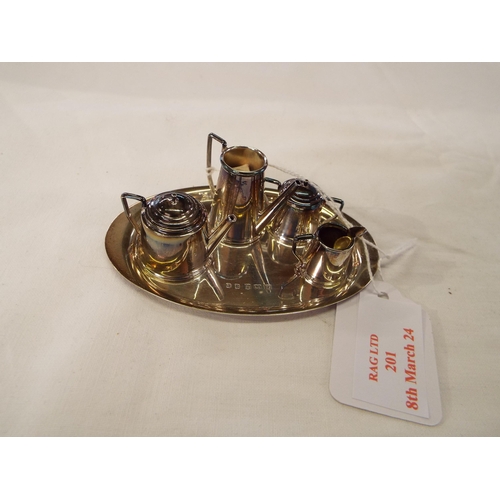 201 - A Birmingham 1948 silver miniature dolls house tea set