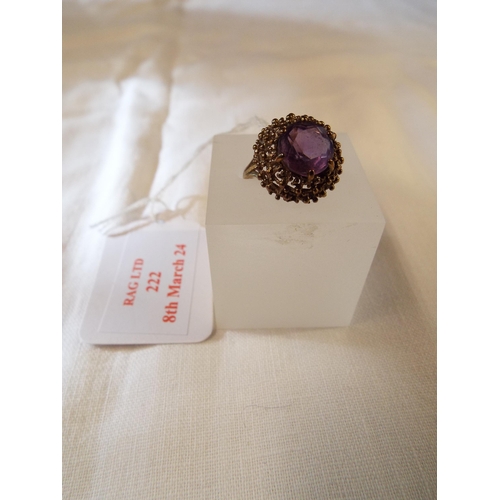 222 - A 9ct gold ring set with amethyst size M 5.19 gms