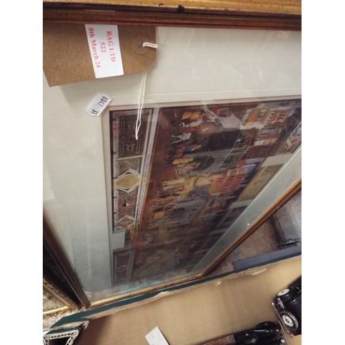 522 - A framed print 'The Good Government on the City and State of Sienne' details verso