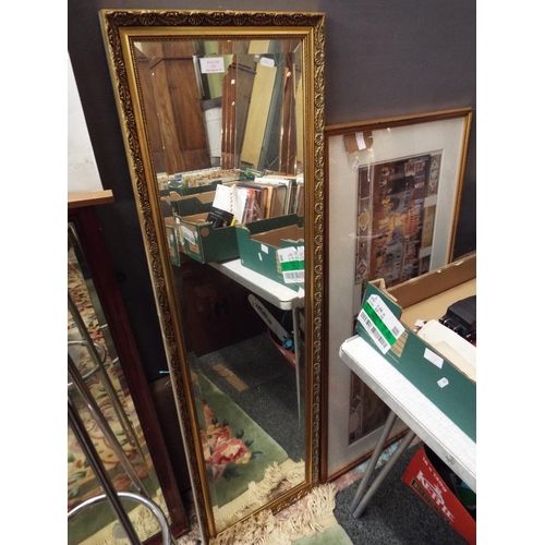 523 - A gilt framed oblong bevel glass mirror