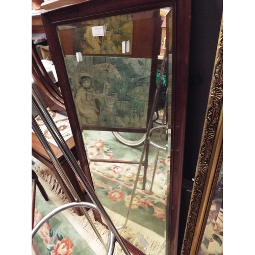 524 - A mahogany framed bevel glass mirror
