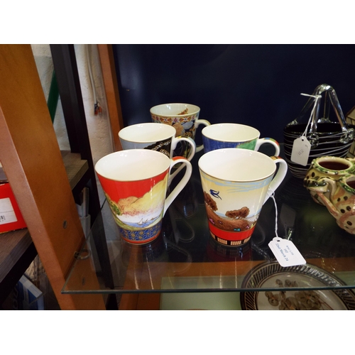 102 - Four The Art Deco Collection mugs to include 'Sails At Sunset', 'Morning River', Lazy Days', 'Swallo... 