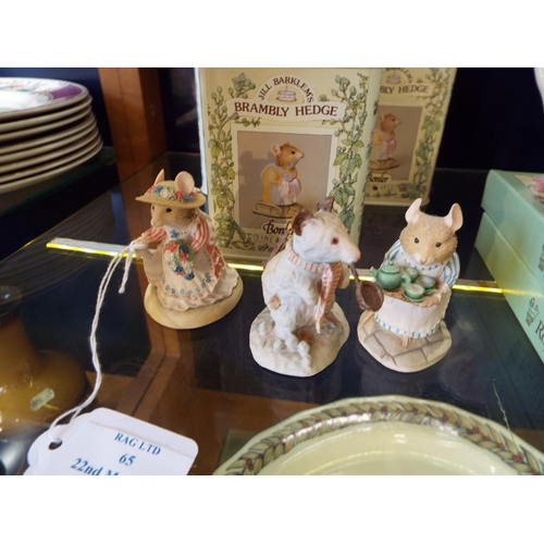 65 - Three miniature Jill Barklem's Bramley Hedge figurines 'Mrs Apple', 'Snowmouse' and 'Poppy Eyebright... 