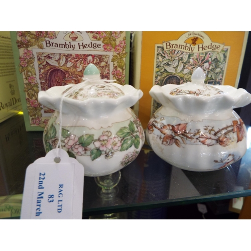 83 - Two Royal Doulton Jill Barklem's Bramley Hedge posy vase's 'Summer' and 'Winter'