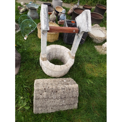 360 - A concrete garden wishing well planter