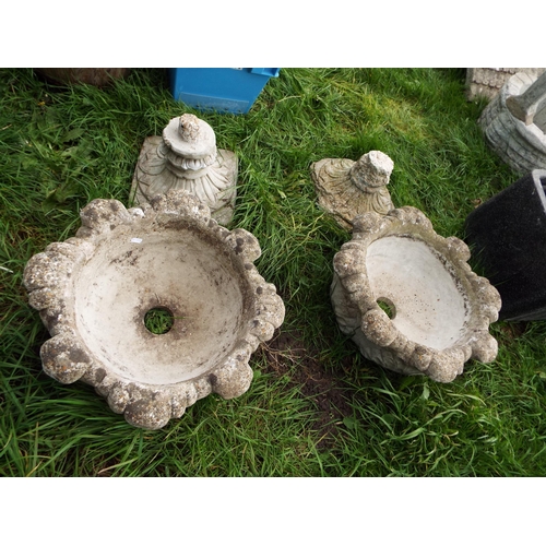365 - A pair of concrete garden planters one A/F