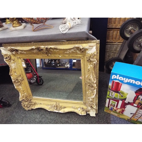 417 - A large old gilt framed mirror for restoration