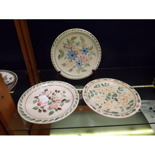 Three Rye Pottery floral decorated plates