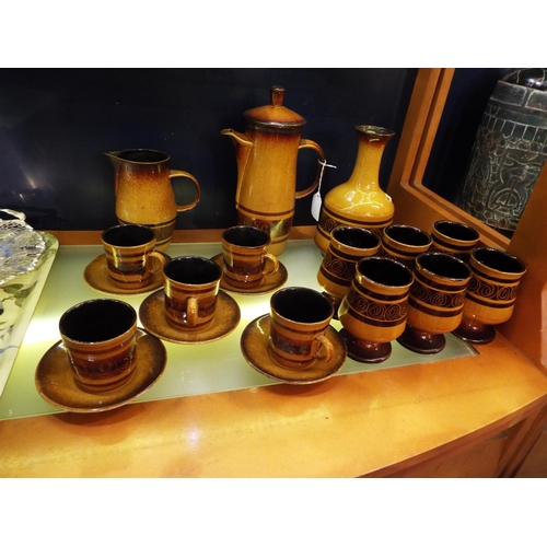 59 - A Cinque Ports Pottery 'The Monastery' coffee set comprising coffee pot, cups, saucers, jug etc