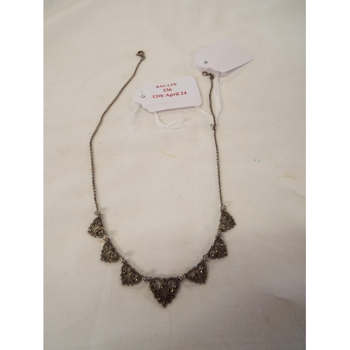 236 - A silver marcasite necklace