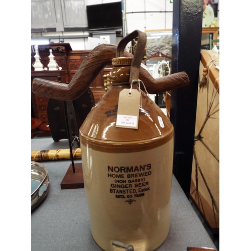 295 - A Normans Ginger Beer of Stanstead stoneware flagon