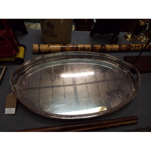 298 - A large oval silver plated tray