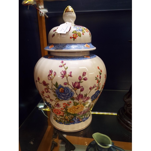 27 - An Italian large ginger jar having floral decoration