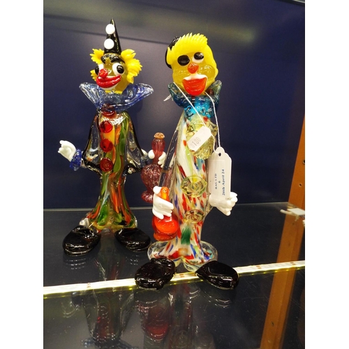 6 - Two vintage Murano glass clowns