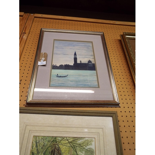 508 - A mounted framed and glazed pastel by Roy Mewha depicting a Venetian scene