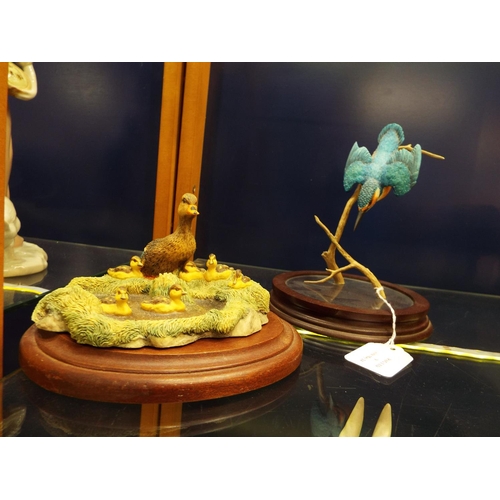 9 - Two Border Fine Arts figurines 'Diving Kingfishers' and 'Duck with Ducklings'