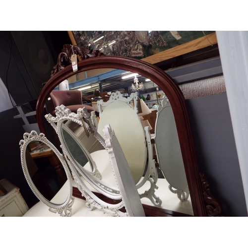 540 - A mahogany over mantel mirror with carved leaf mouldings