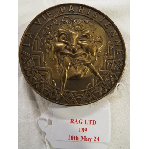 189 - A vintage Deans & Adams of London 'La Vie Parisienne' brass belt buckle