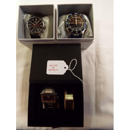 196 - Two boxed Lorus watches together with a Bench example