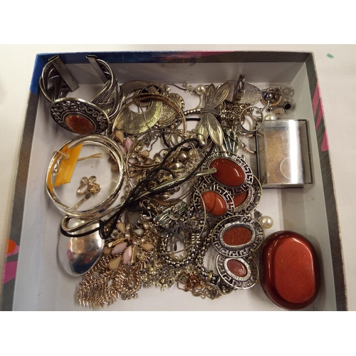 202 - A mixed selection of white metal costume jewellery to include cuff bangles, necklaces, earrings etc