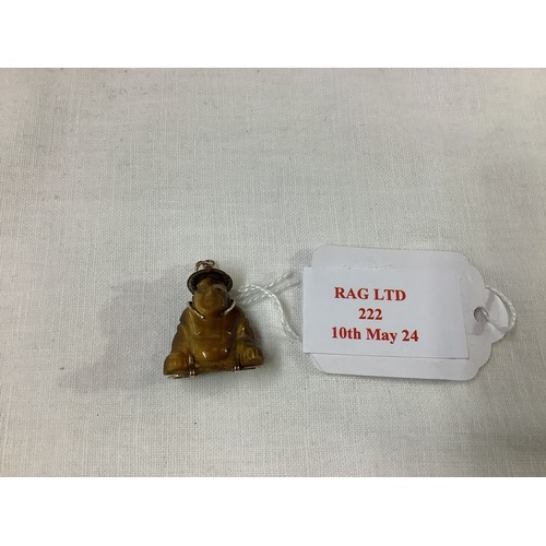 222 - A 14k gold tiger eye Buddha pendant