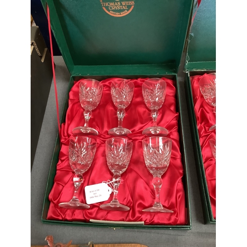 261 - A box set of Thomas Webb crystal sherry glasses