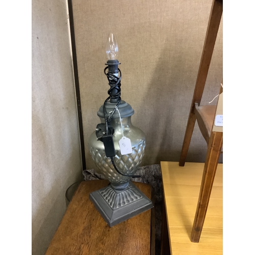 502 - A silver coloured glass table lamp